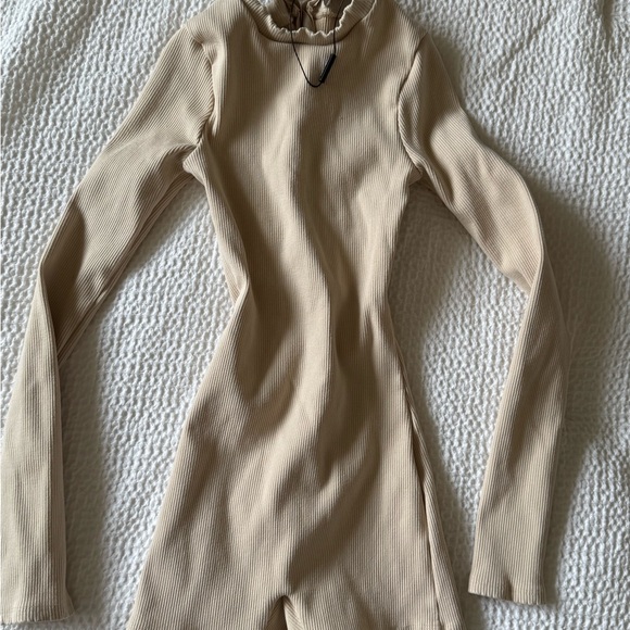 Fashion Nova Beige Long Sleeve Romper - Picture 3 of 5